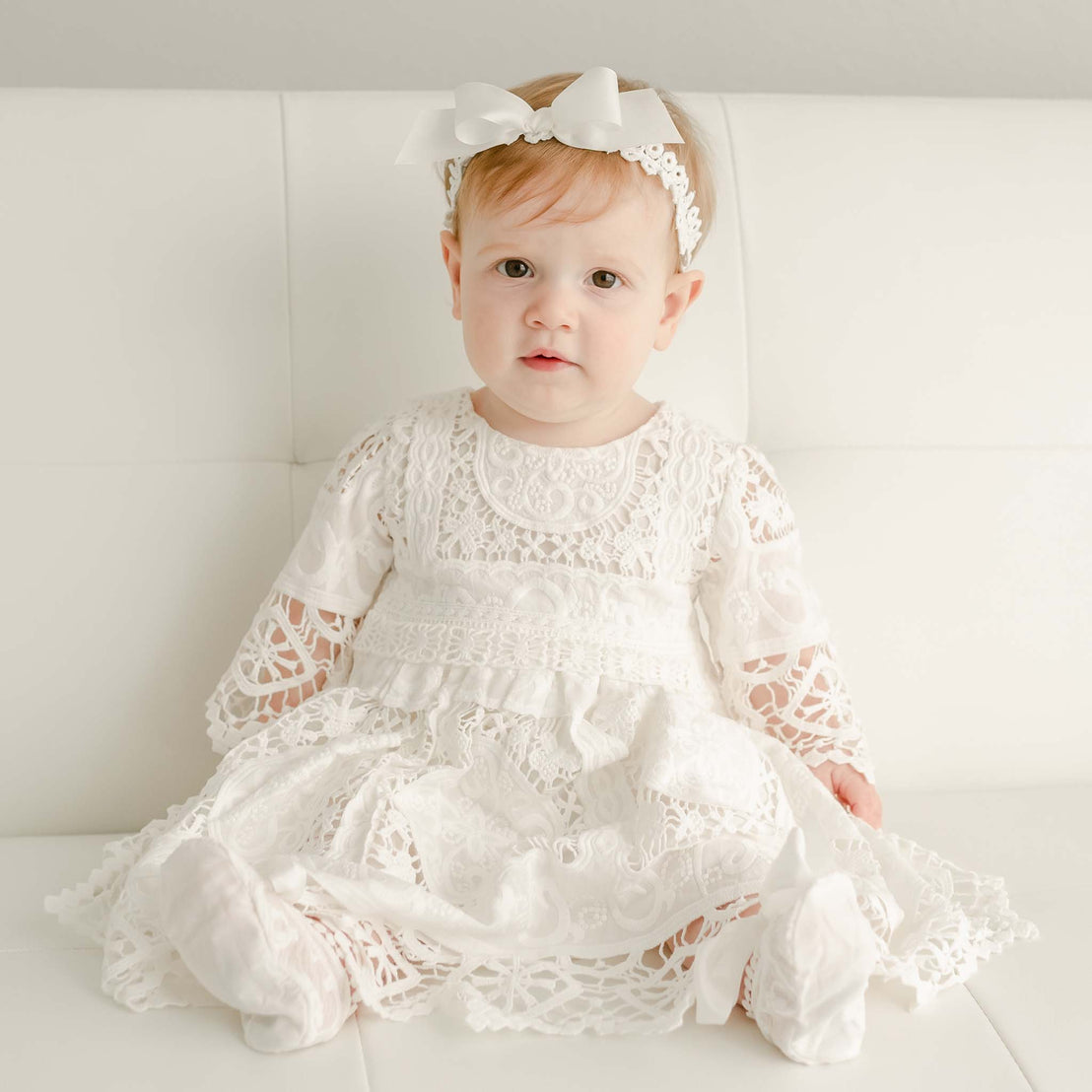 Adeline Lace Christening Dress & Bloomers