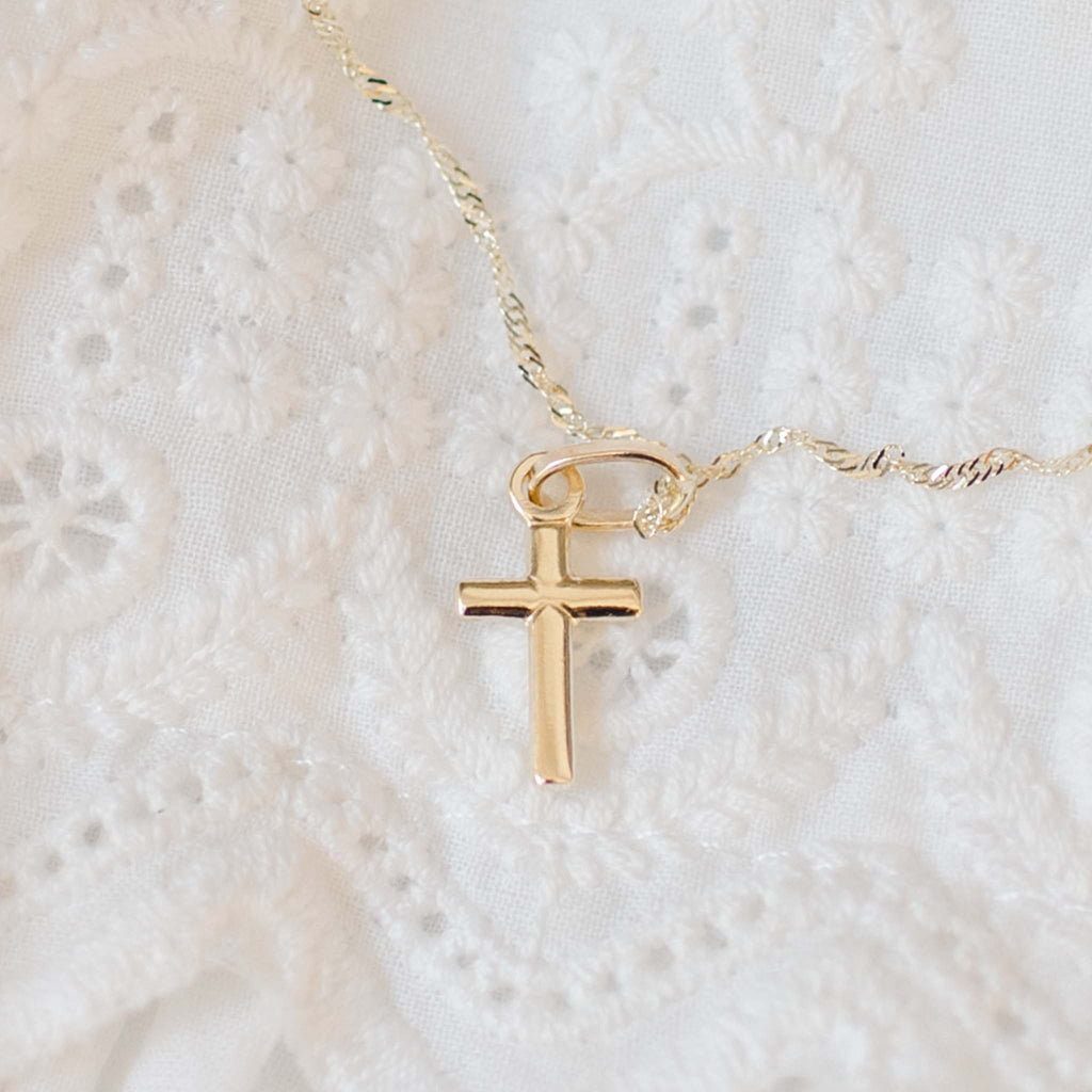 14K Gold Small Cross With Chain – - Main Image