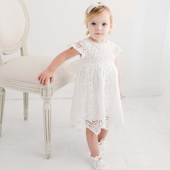 Toddler girl christening lace dress 