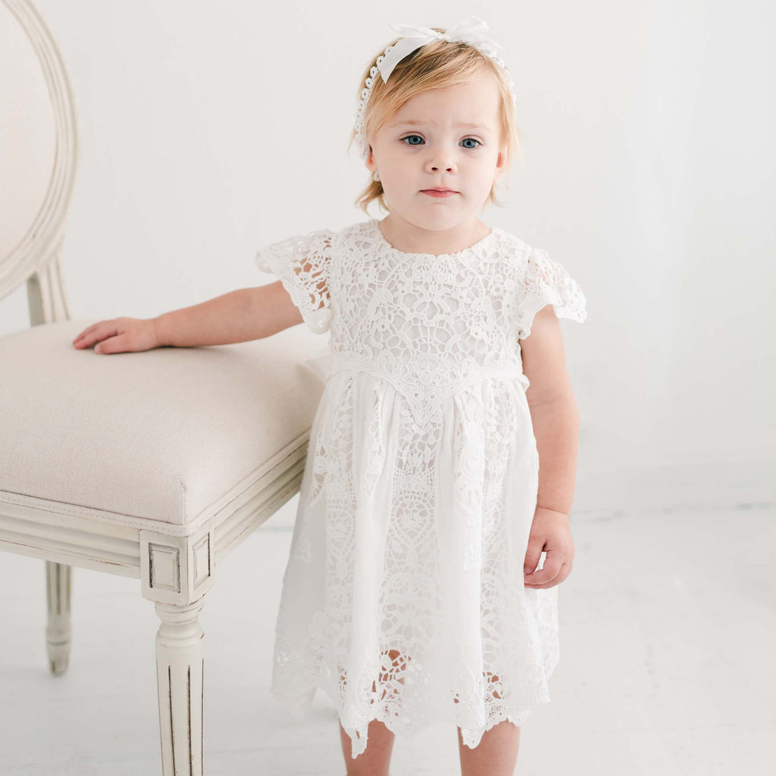 Lace baptism dress for toddler