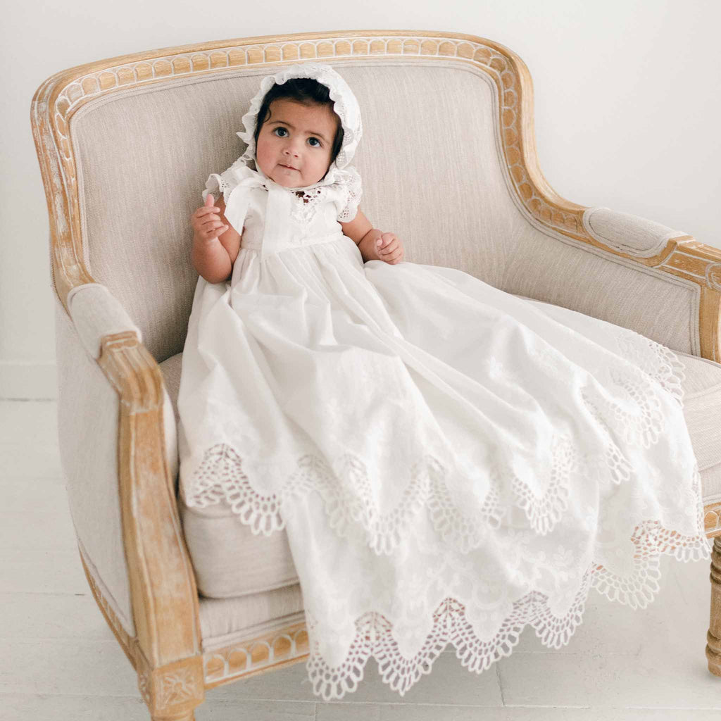 Toddler Christening, Baptism Long Ivory Gown With Bonnet. sold Bundle Set