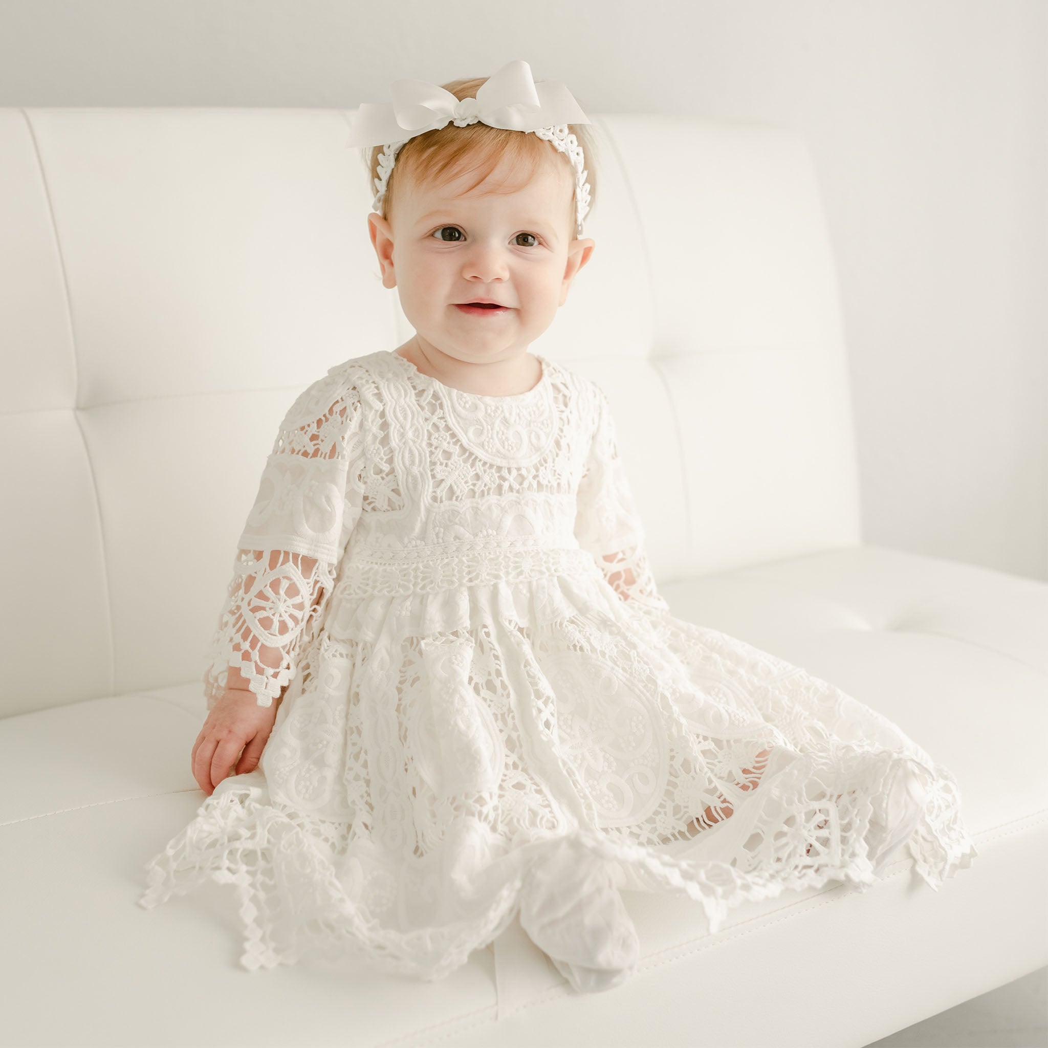 Girls Lace Baptism Dress | Adeline 9-12 Months Girls Lace Baptism Dress | Adeline 9-12 Months