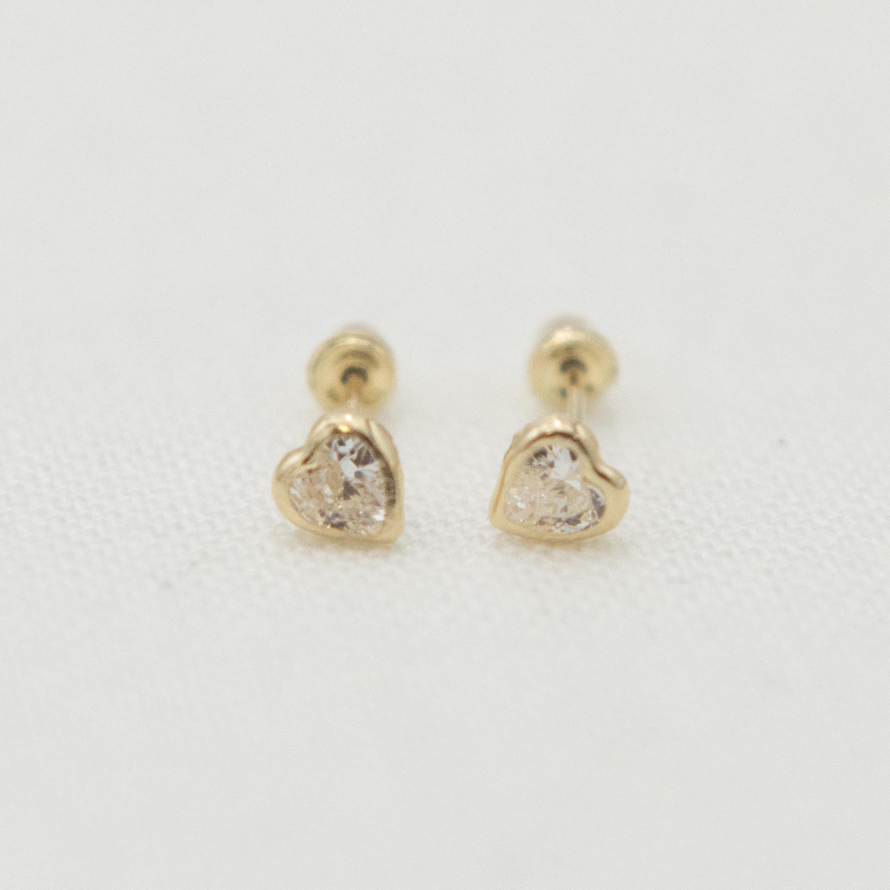 14k Gold Heart Birthstone Earrings