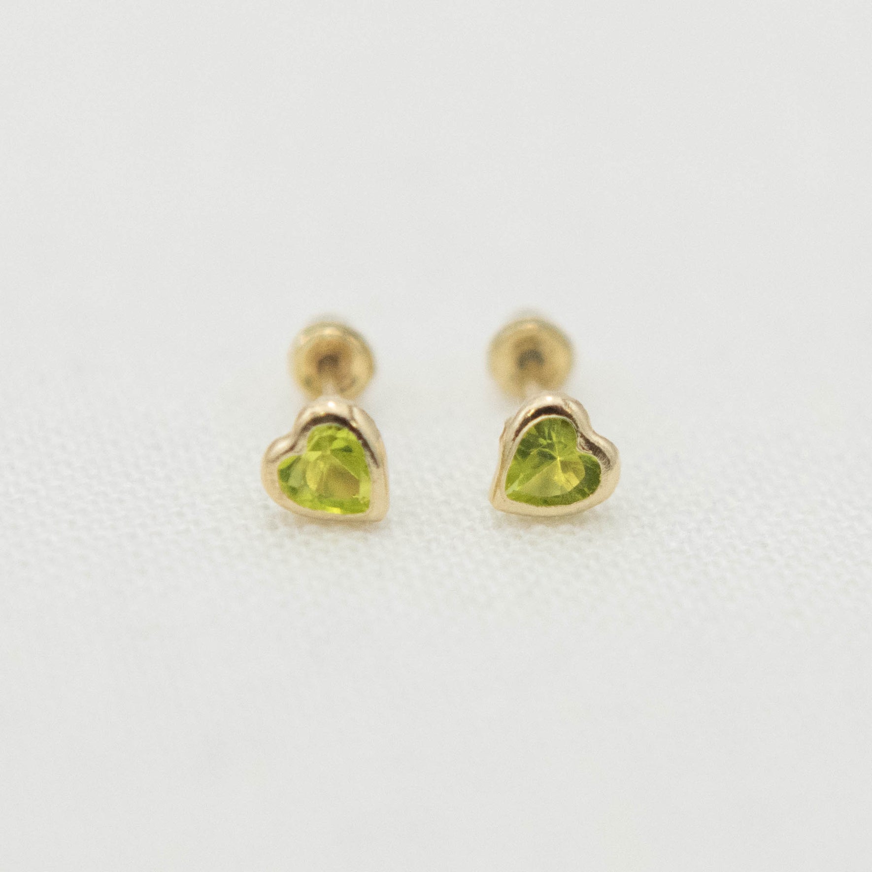 14k Gold Heart Birthstone Earrings