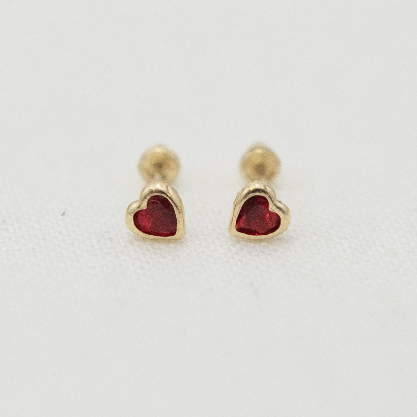 14k Gold Heart Birthstone Earrings