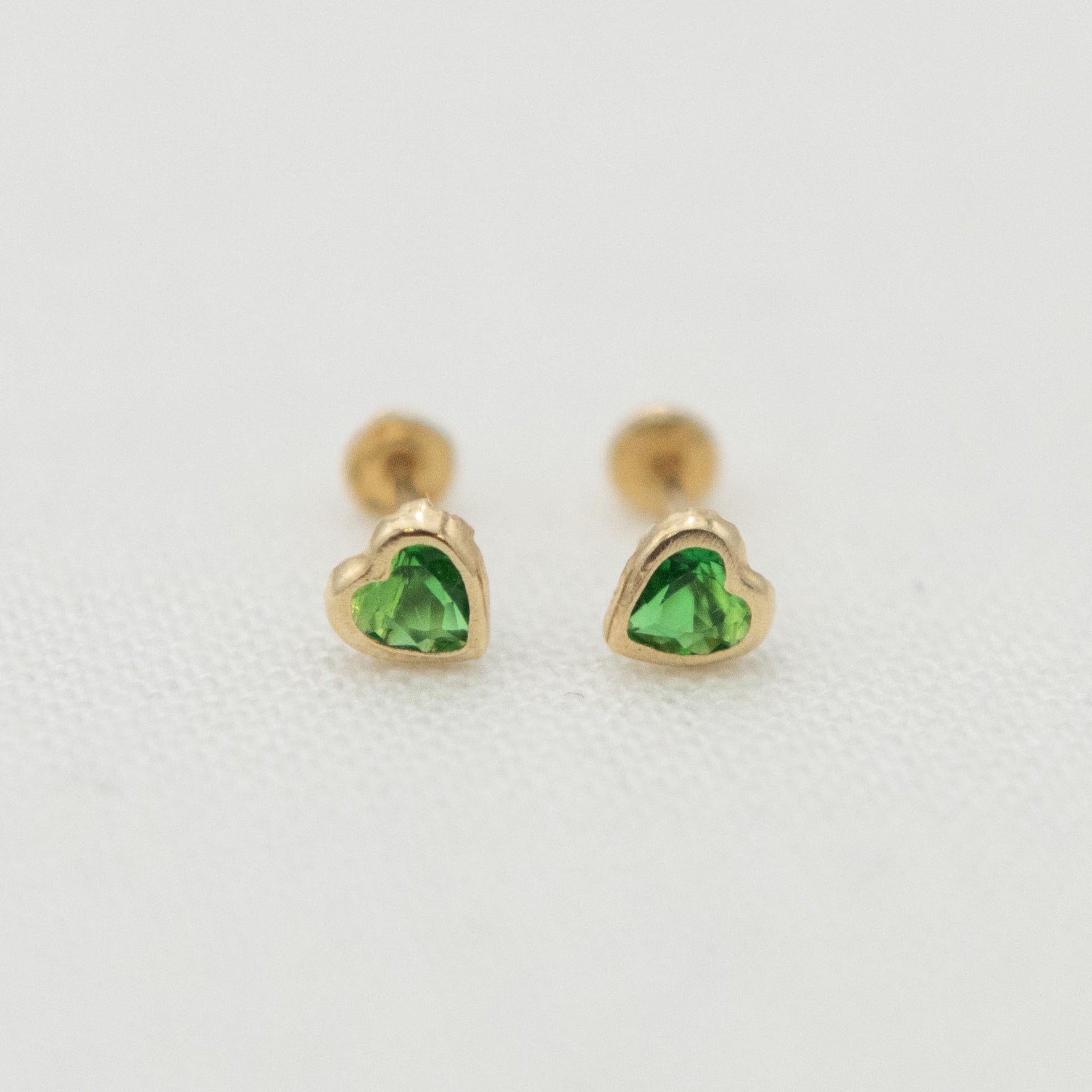 14k Gold Heart Birthstone Earrings