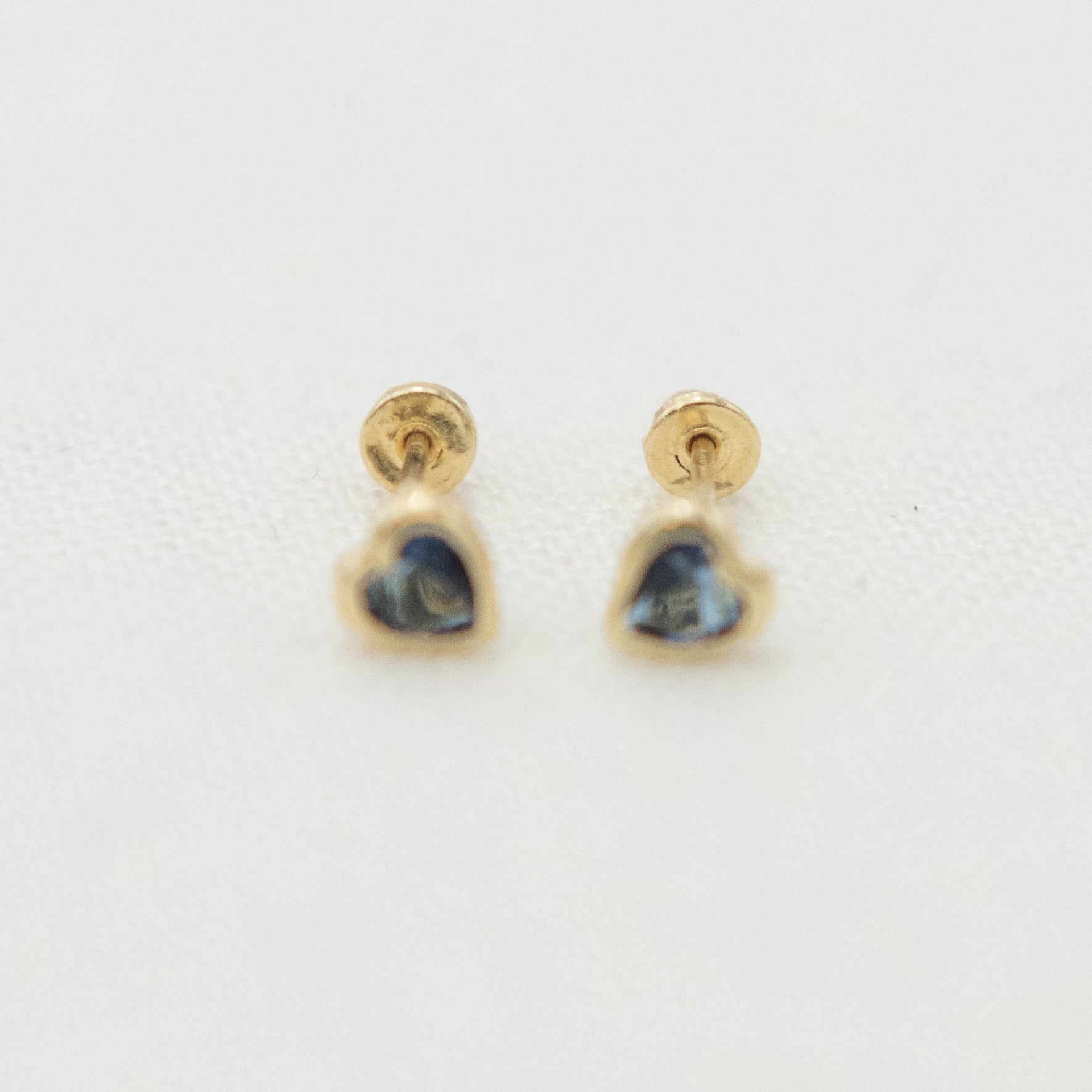 14k Gold Heart Birthstone Earrings