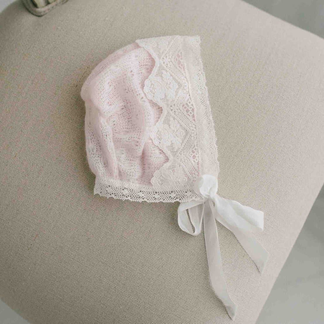 Hailey pink knit bonnet flat lay
