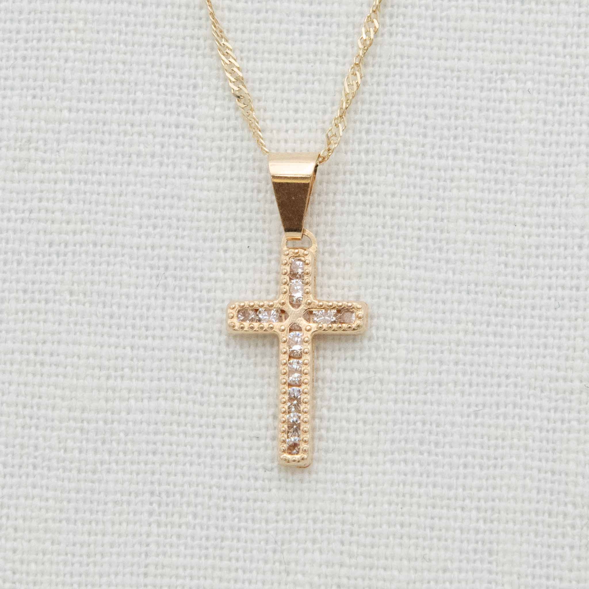14k Gold Fancy Cross with Chain –