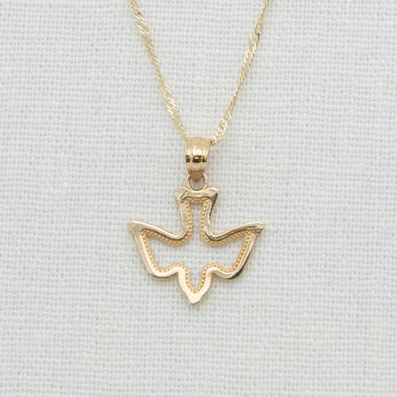 Gold dove charm necklace