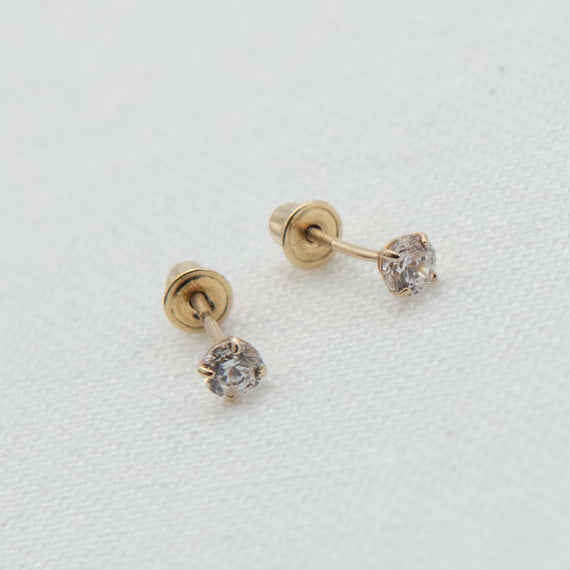 Gold stud earrings with screw on backs