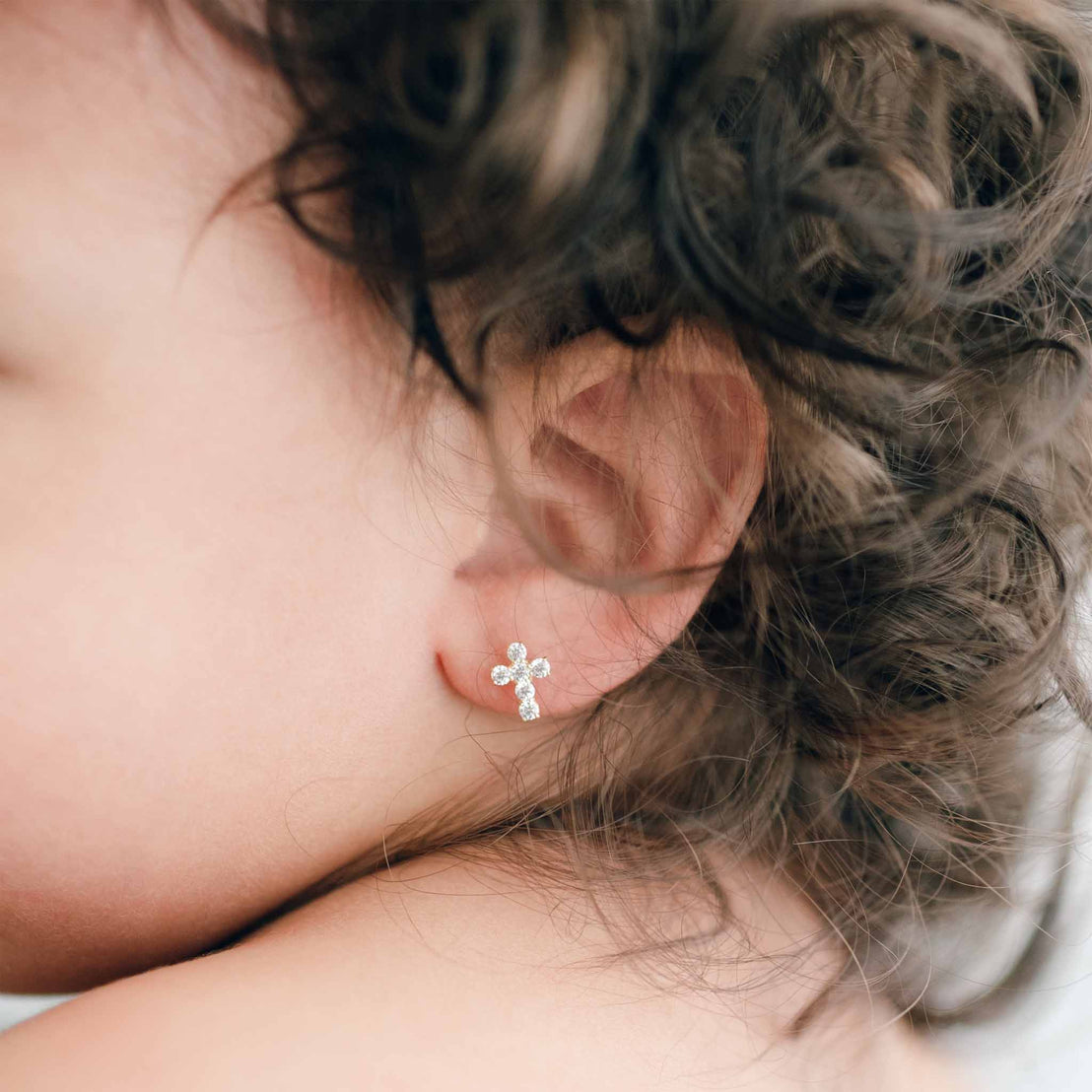 14k Gold & Stone Cross Earrings