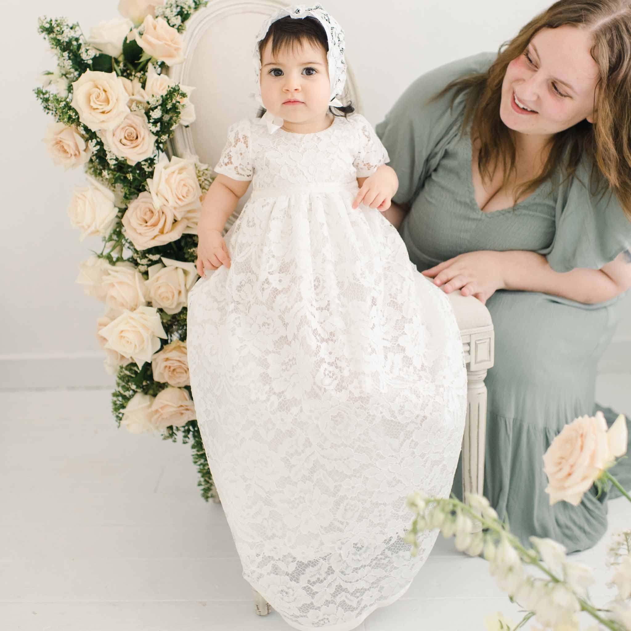 cream dress for christening Girls Lace Baptism Dress