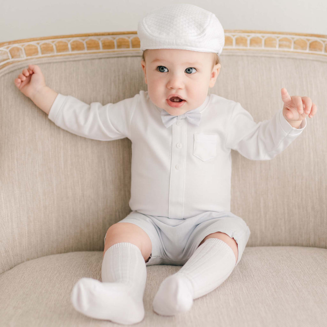 Harrison Christening Shorts Suit | Quilted Cotton