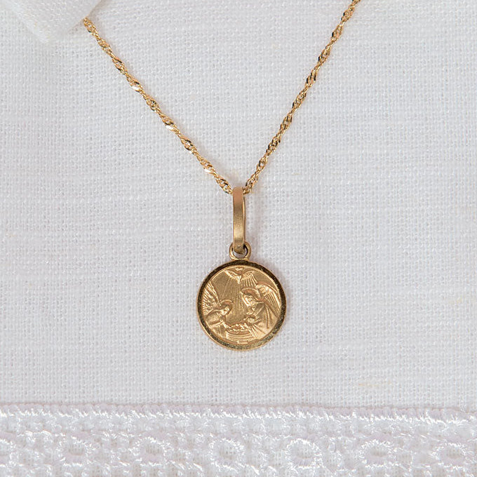14K Solid Gold Baptism Charm with Chain
