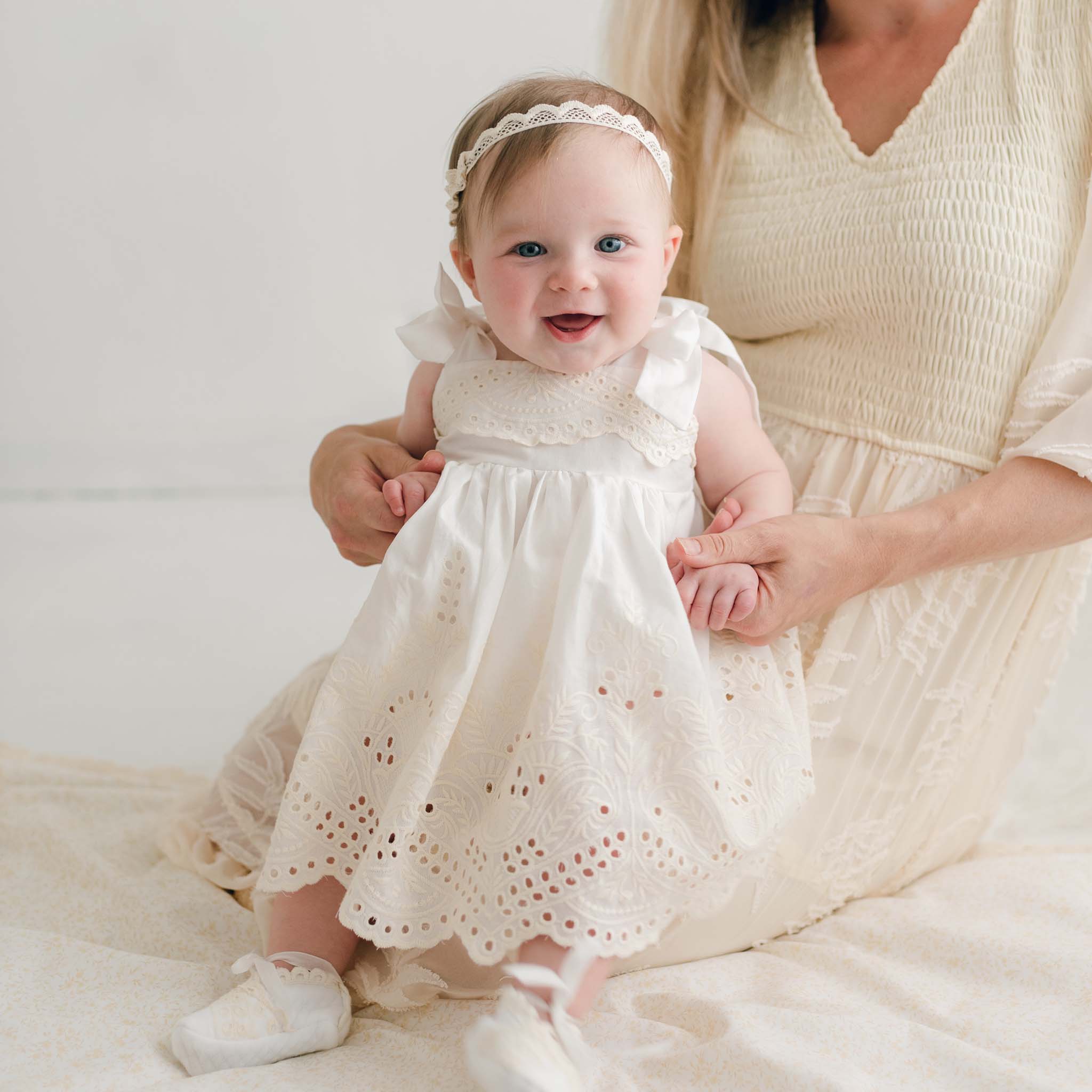 Dress Gown Baby Girl White Eyelet Dress Ingrid Dress Bloomers 3-6 Months Ivory Dress Gown Baby Girl White Eyelet Dress Ingrid Dress Bloomers 3-6 Months Ivory