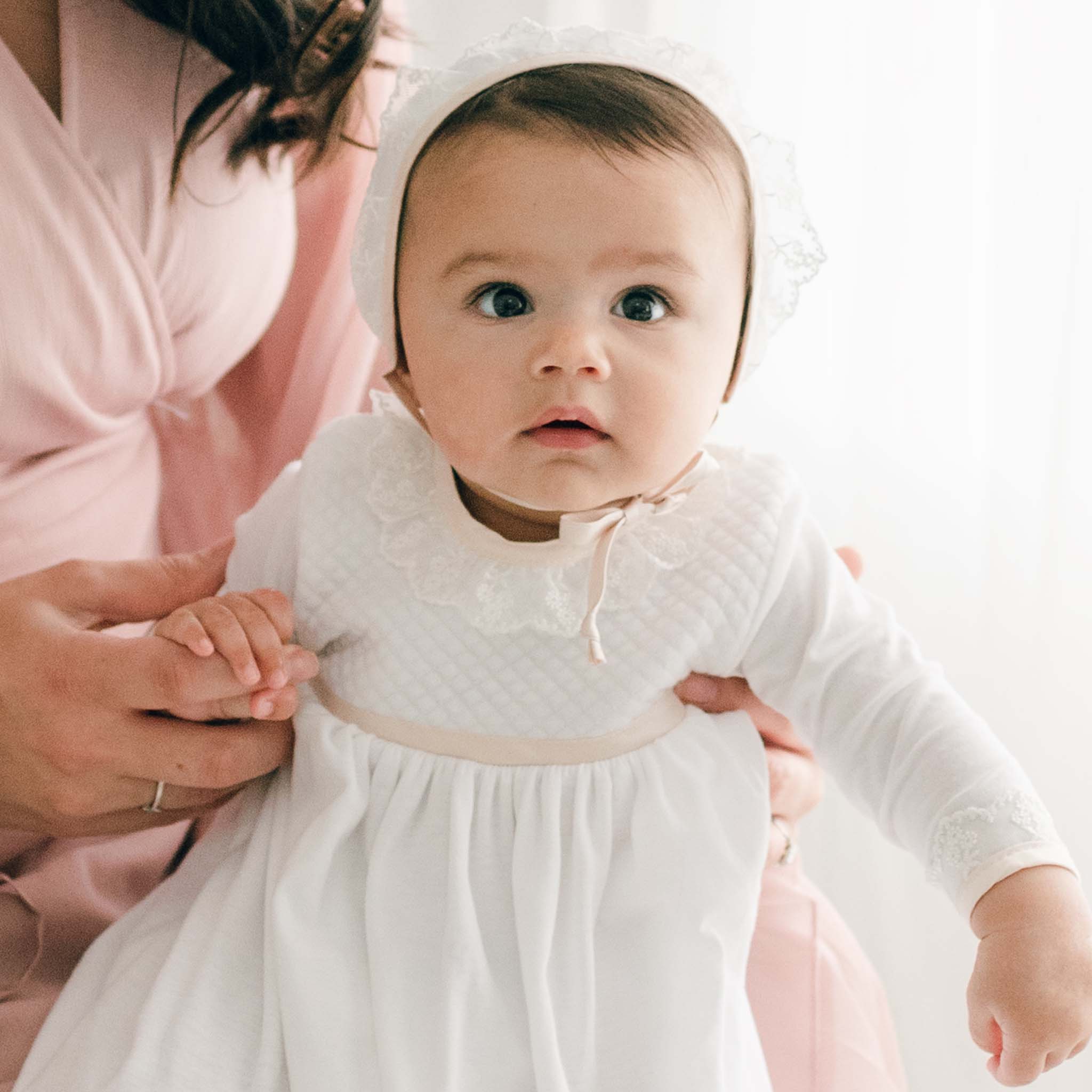 Monogrammed Newborn White Baby Gown