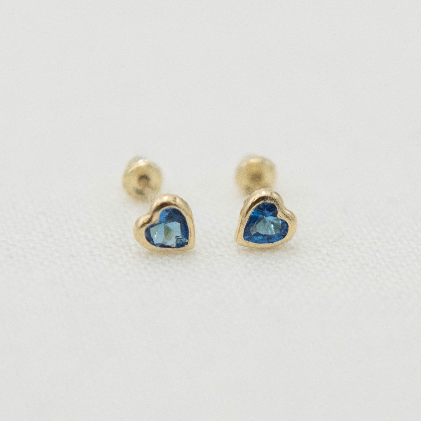 14k Gold Heart Birthstone Earrings