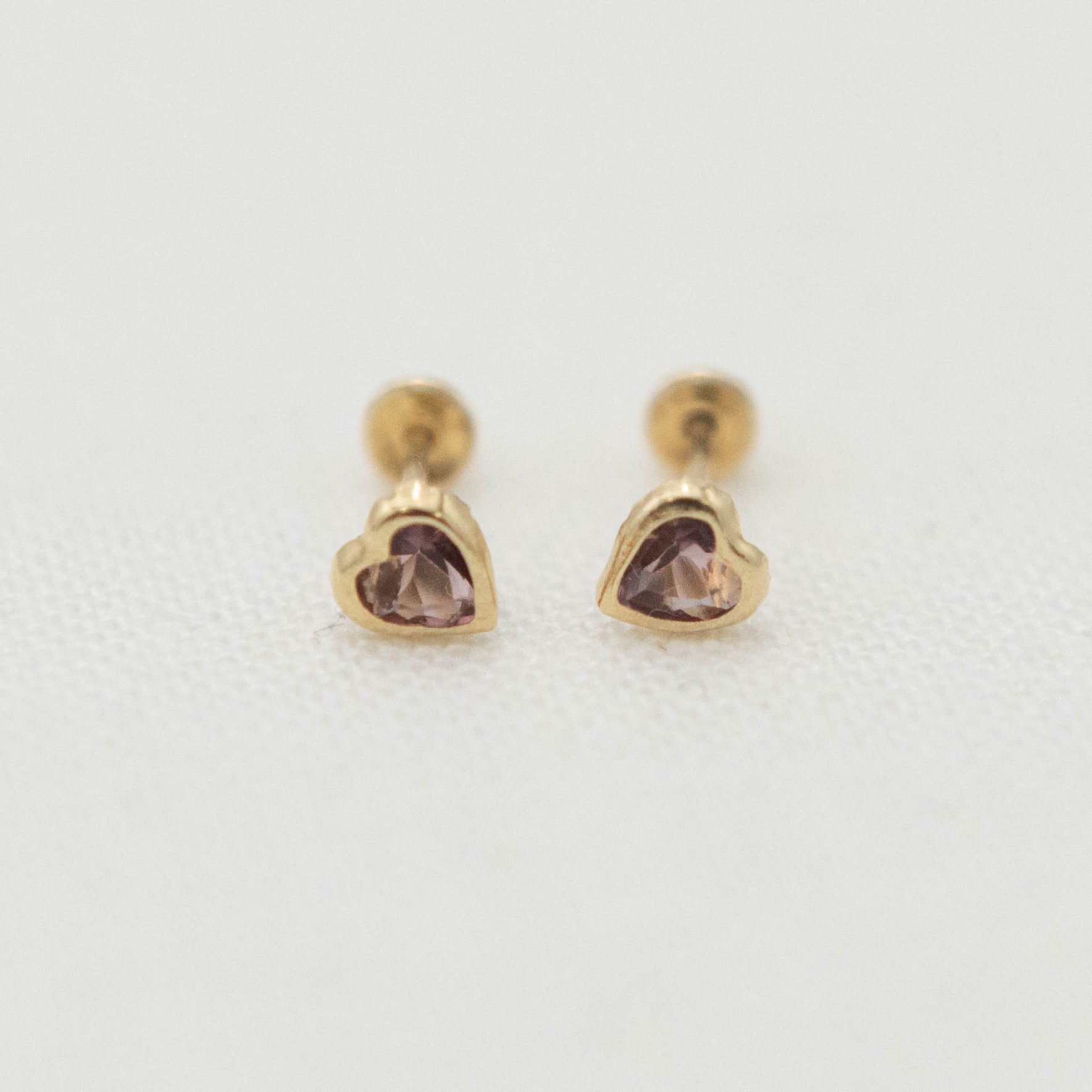 14k Gold Heart Birthstone Earrings