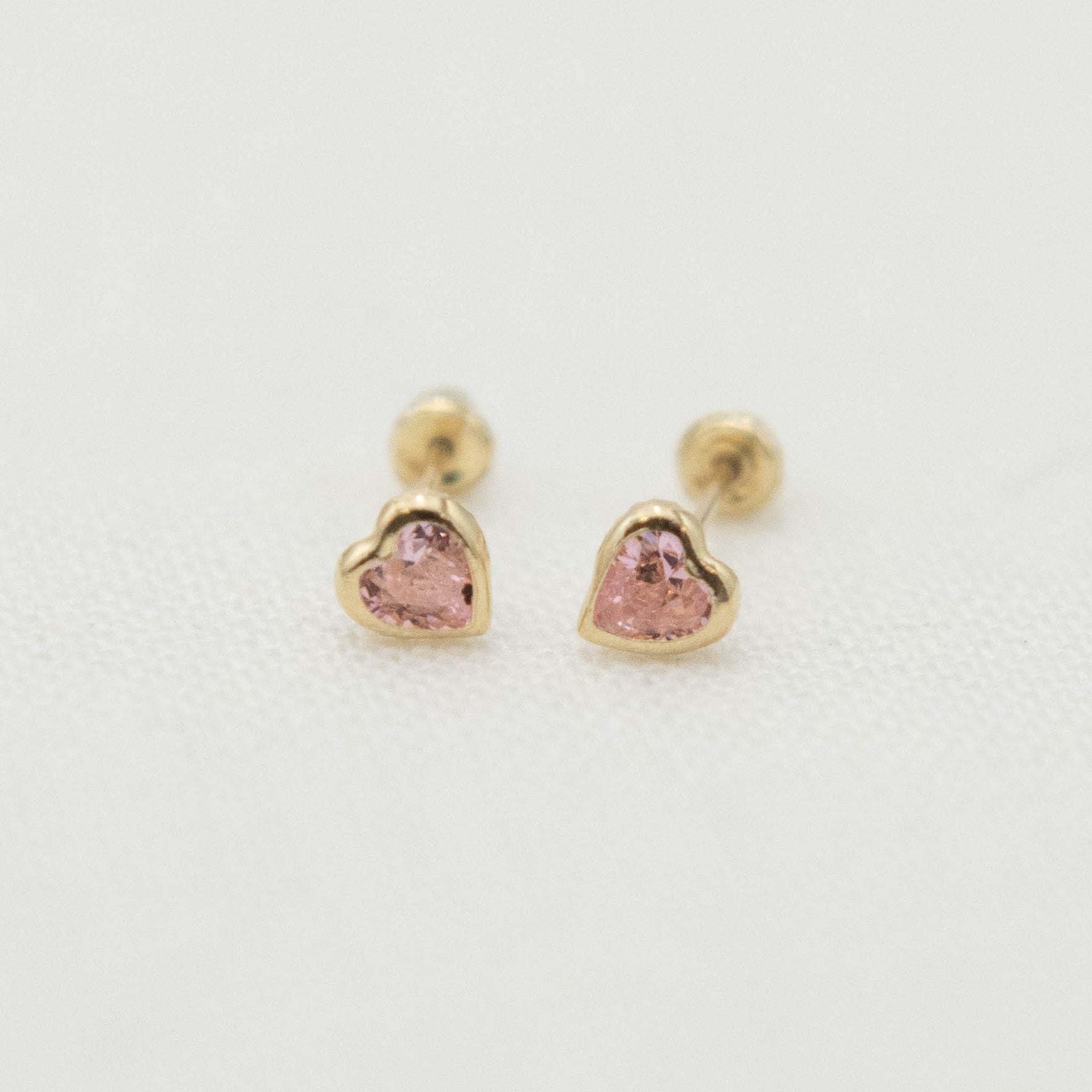 14k Gold Heart Birthstone Earrings