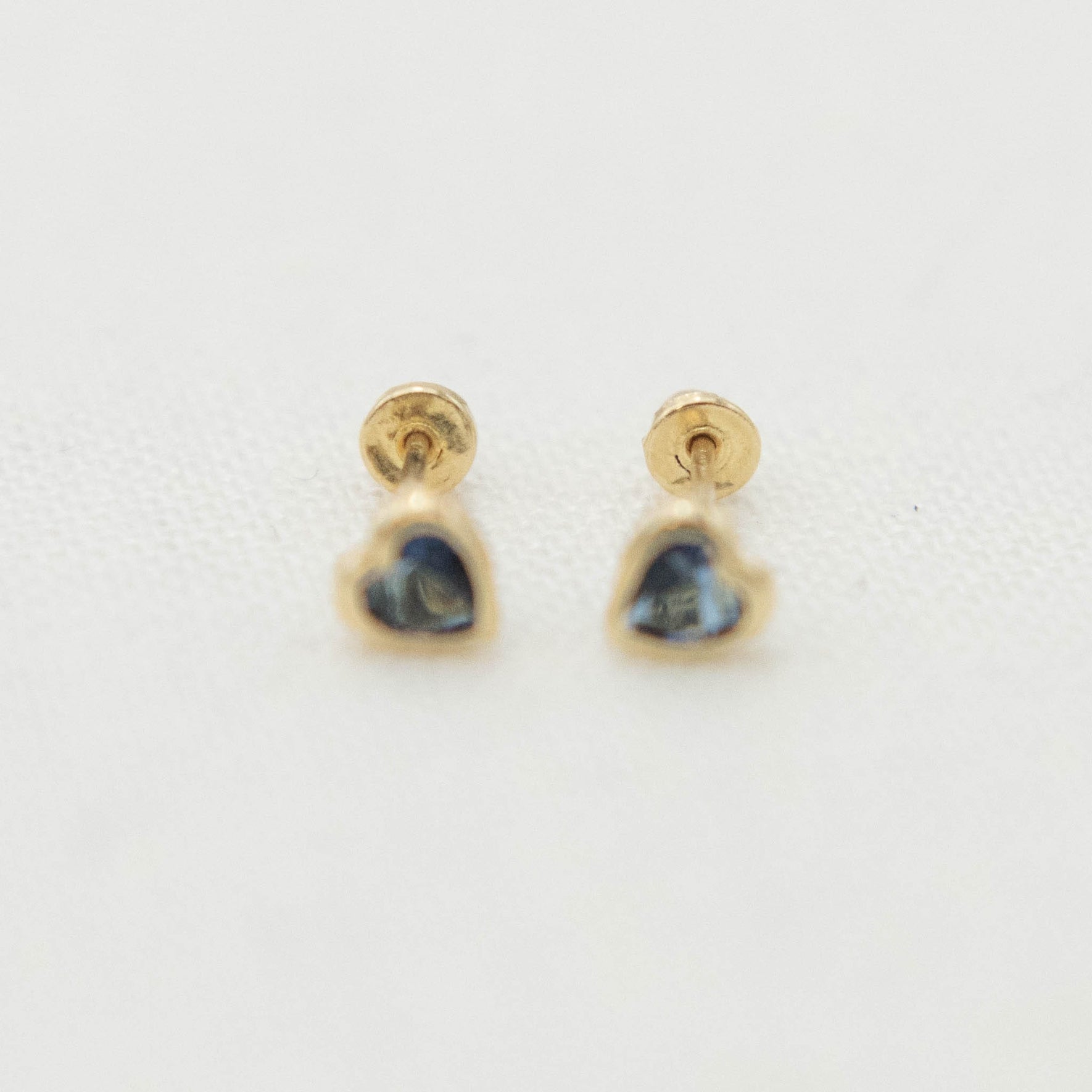 14k Gold Heart Birthstone Earrings