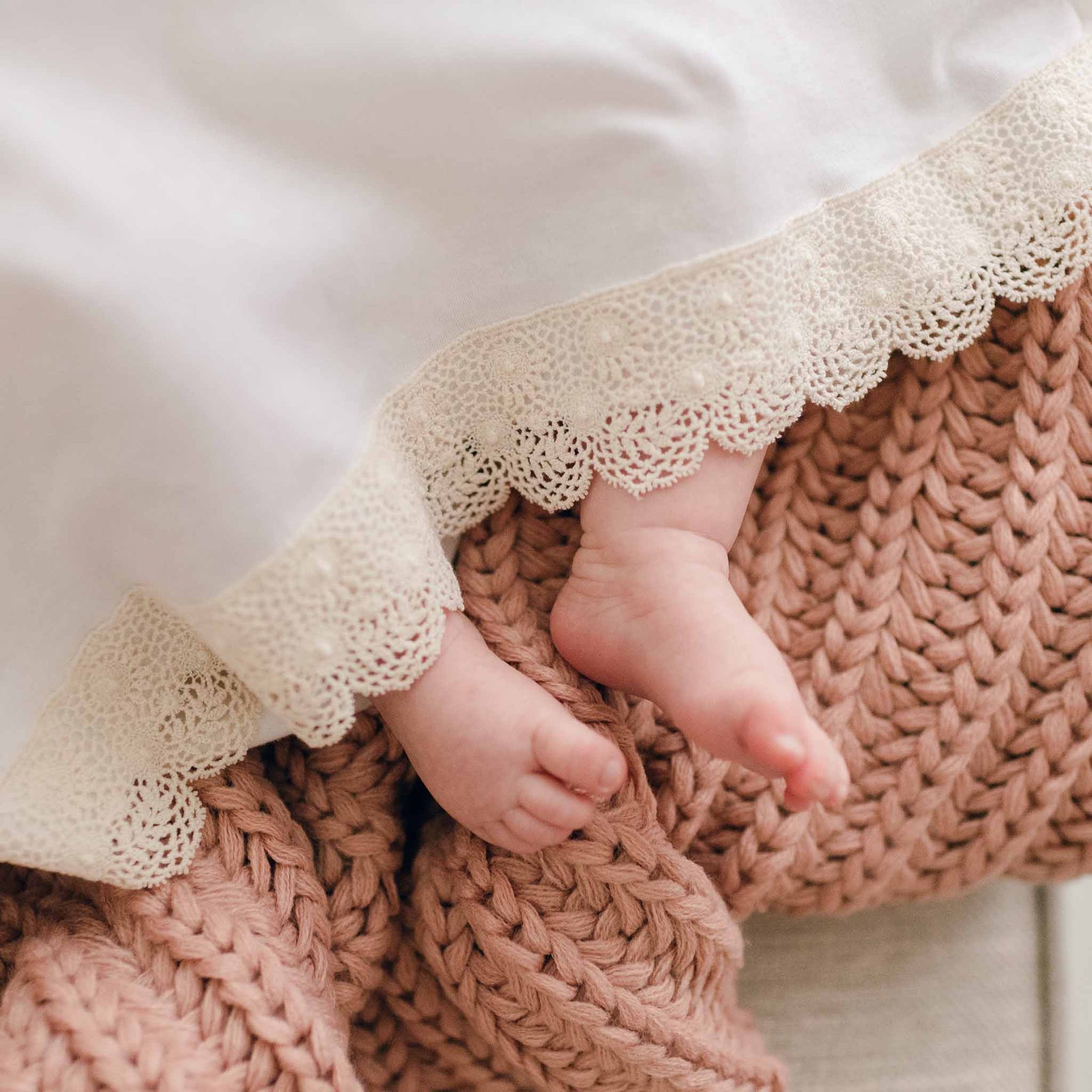 Chloe layette hem lace detail