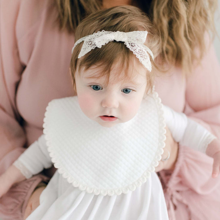 Hailey bib on baby girl
