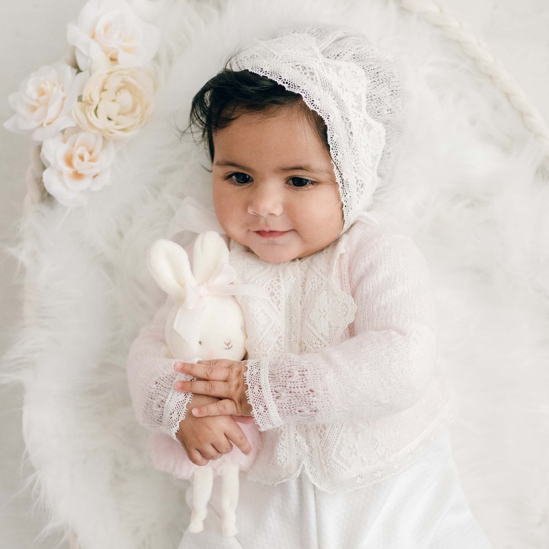 Hailey pink knit bonnet and sweater