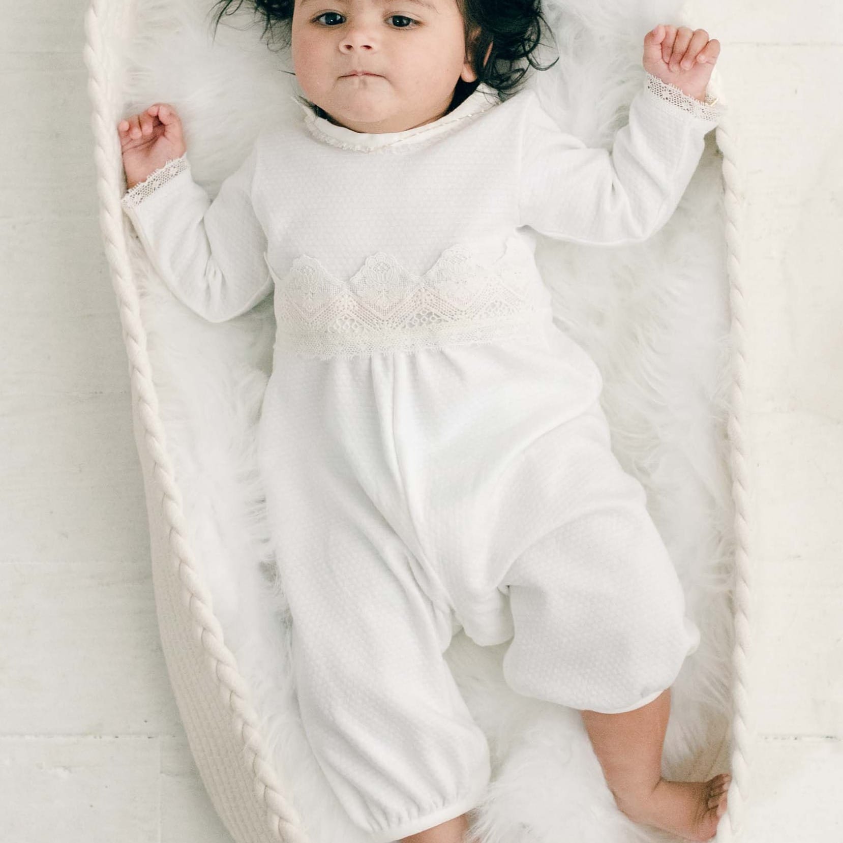 Hailey romper on baby girl