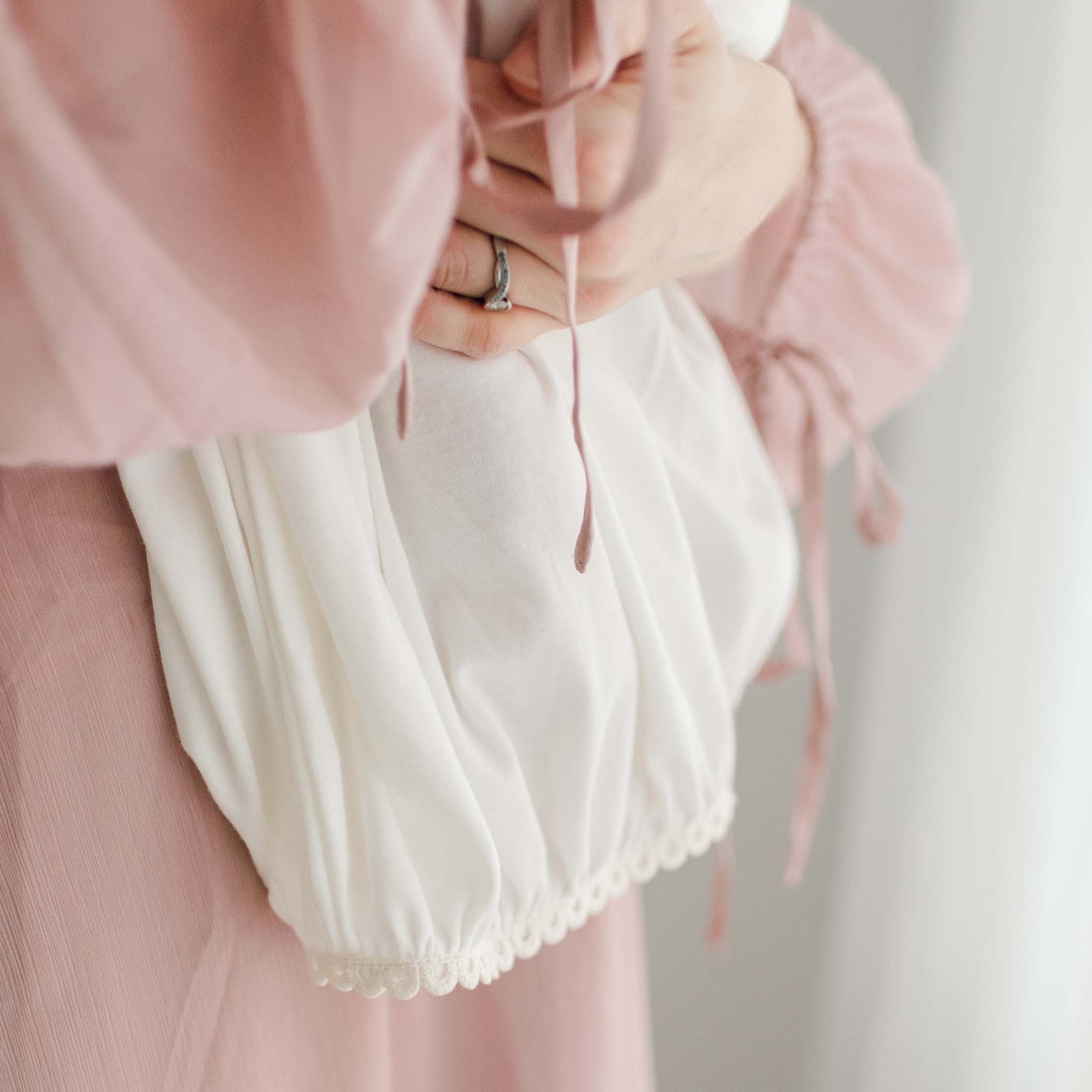 Natalie cotton gown hem detail