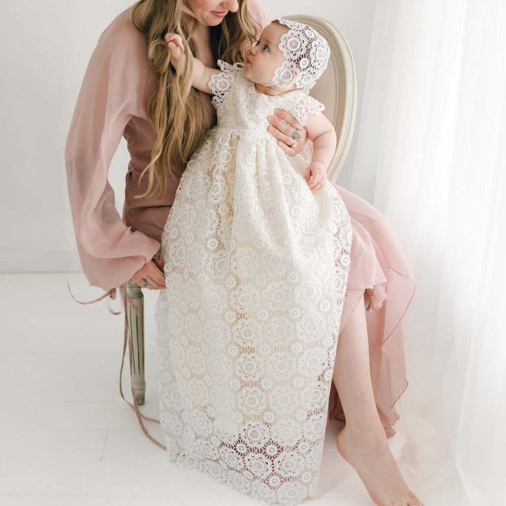 baptism dresses for girls Maggie outfit | Dress An asymmetrical skirt made in layers of soft tulle edged with delicate scalloped lace Girls Baptism Outfits –