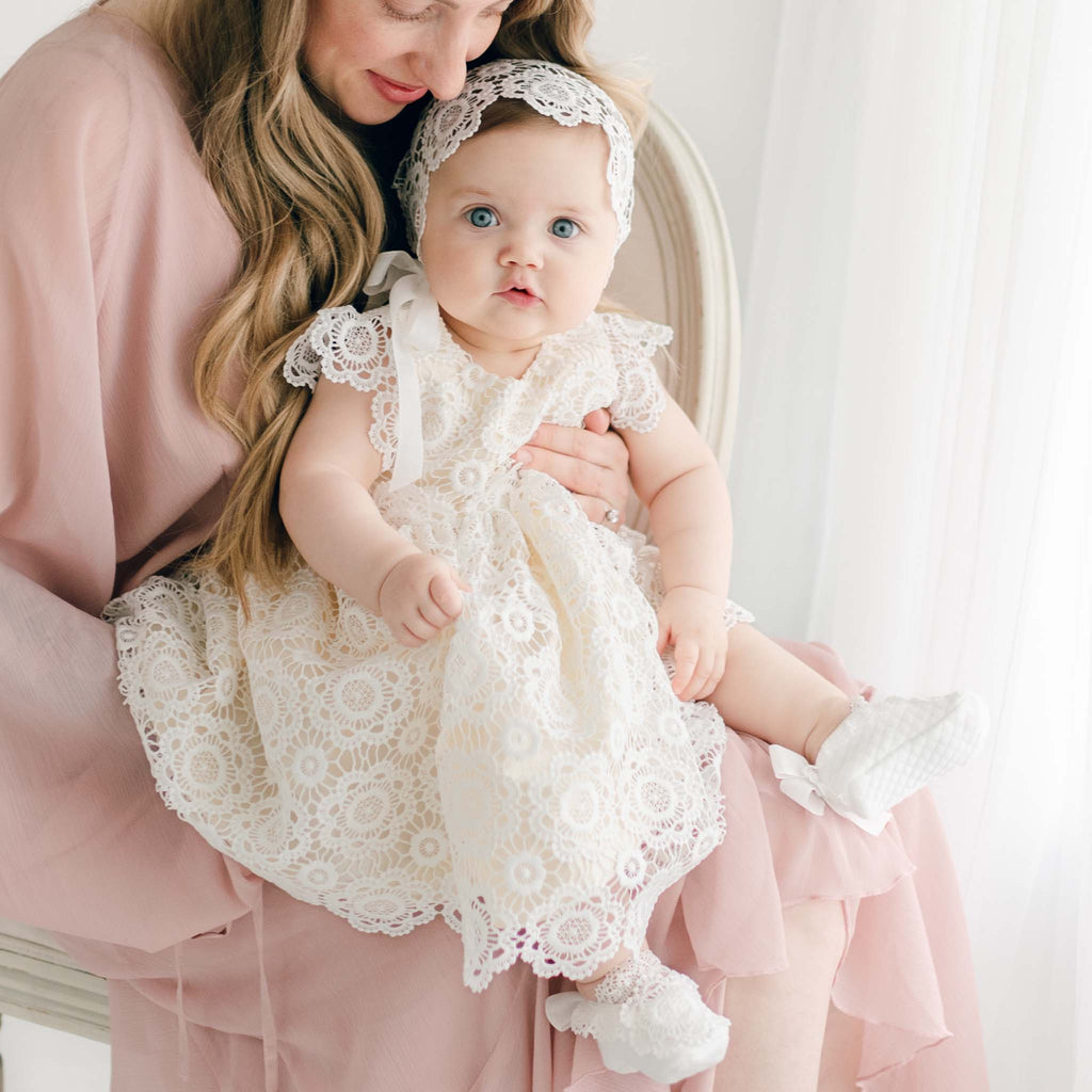 baby girl baptism dress Christening G051 0-6 Months / Off-White The main highlight of this dress is the train and lace Baptism Dresses Baby Girl White