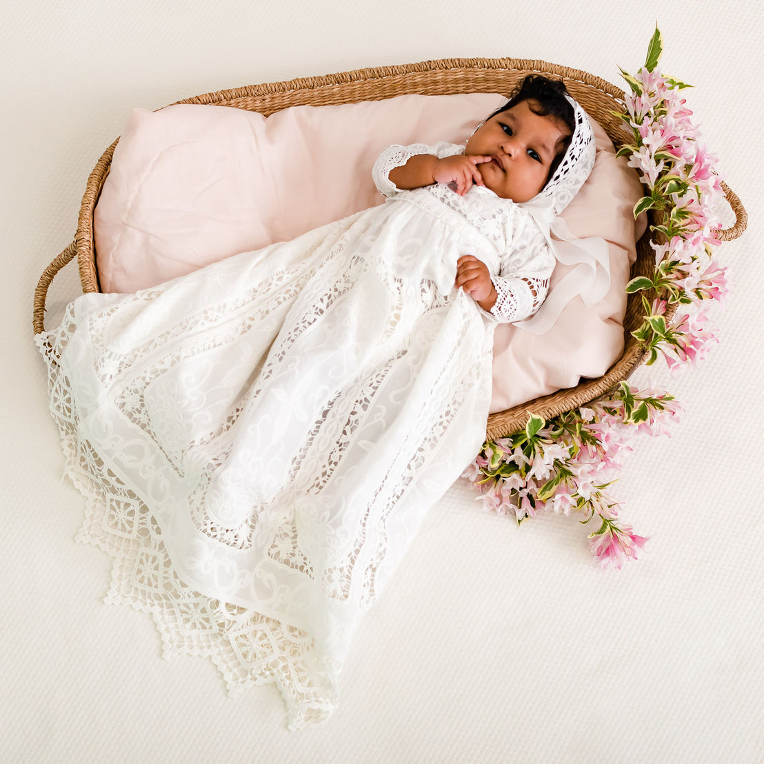 Adeline Newborn Lace Christening Dress & Bloomers