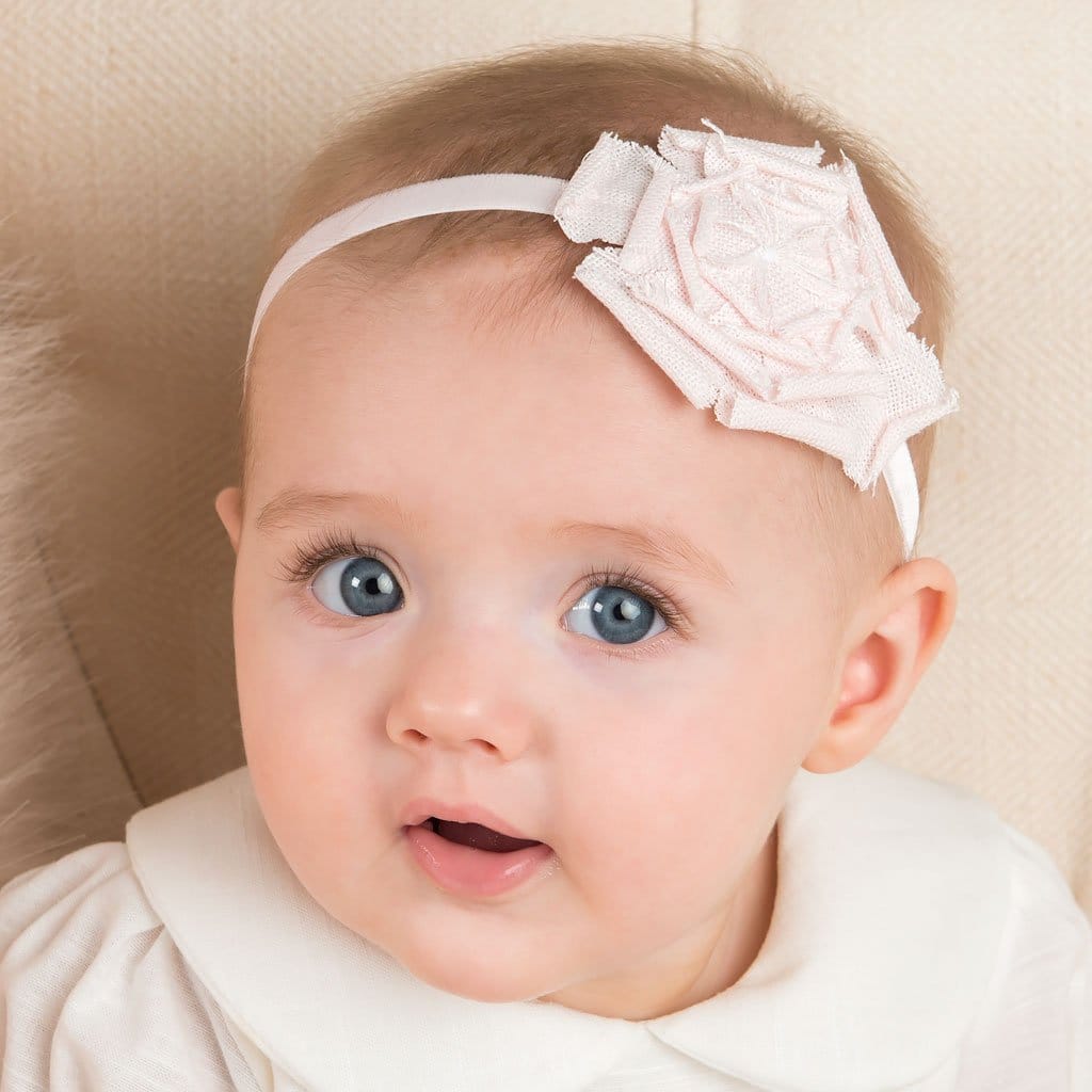 Emma Linen Rose Christening Headband - Girls Headband